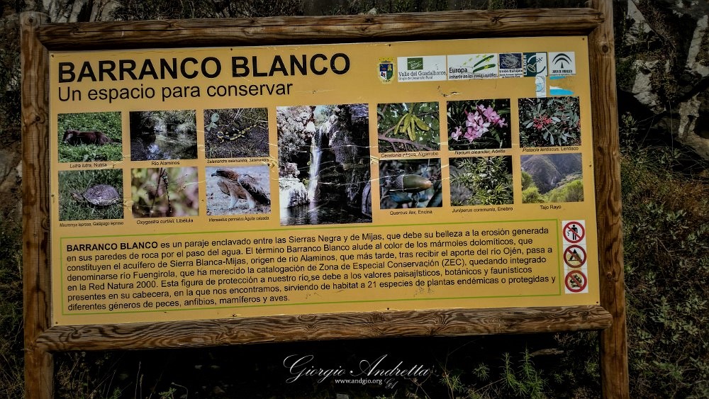 barranco blanco; riserva naturale; malaga; escursioni; turismo; Fuengirola; fiume; oasi; Alaminos; charco del infierno; Charco de la Paloma;